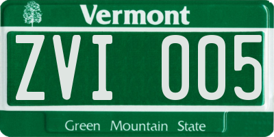 VT license plate ZVI005