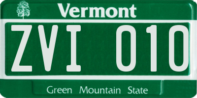 VT license plate ZVI010