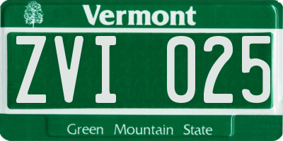 VT license plate ZVI025