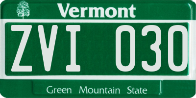 VT license plate ZVI030