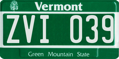VT license plate ZVI039