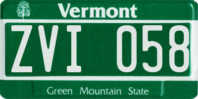 VT license plate ZVI058