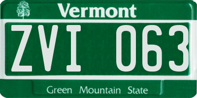 VT license plate ZVI063