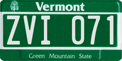 VT license plate ZVI071