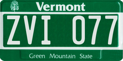 VT license plate ZVI077