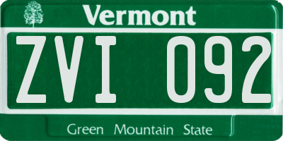 VT license plate ZVI092