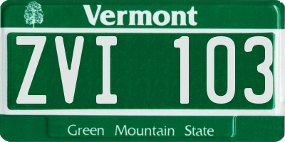VT license plate ZVI103
