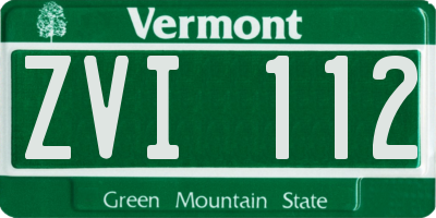 VT license plate ZVI112