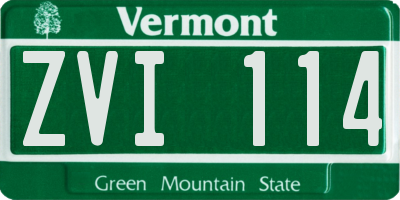 VT license plate ZVI114
