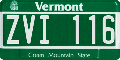 VT license plate ZVI116