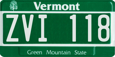 VT license plate ZVI118