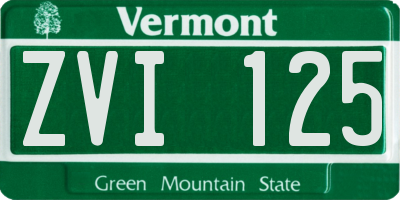 VT license plate ZVI125