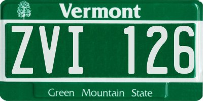 VT license plate ZVI126