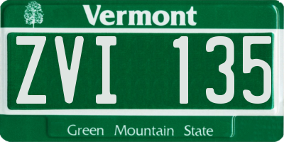 VT license plate ZVI135