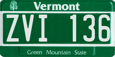 VT license plate ZVI136