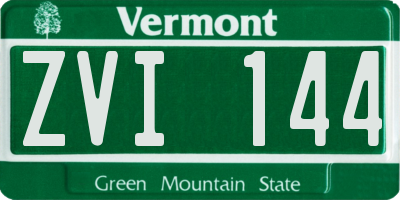 VT license plate ZVI144