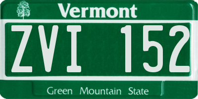 VT license plate ZVI152