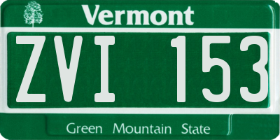 VT license plate ZVI153