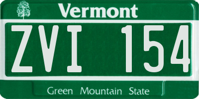 VT license plate ZVI154