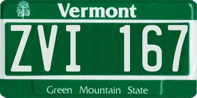 VT license plate ZVI167