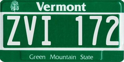 VT license plate ZVI172