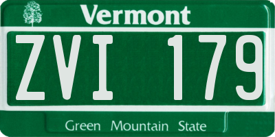 VT license plate ZVI179