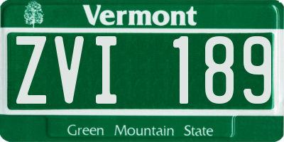 VT license plate ZVI189