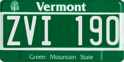 VT license plate ZVI190