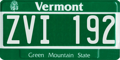 VT license plate ZVI192