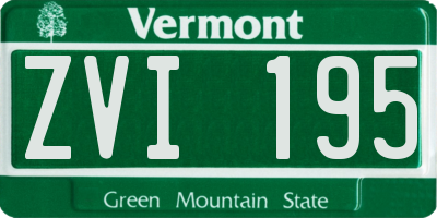 VT license plate ZVI195