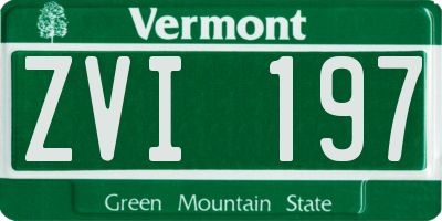 VT license plate ZVI197