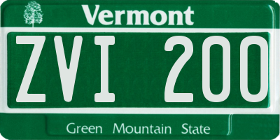 VT license plate ZVI200