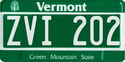 VT license plate ZVI202