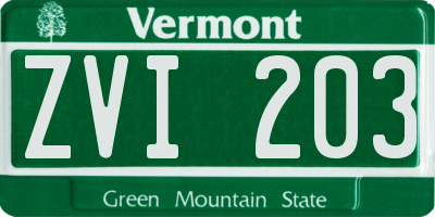 VT license plate ZVI203
