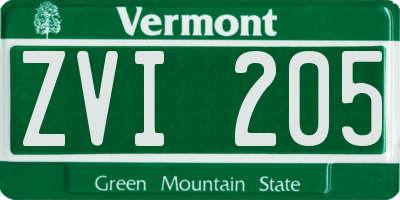VT license plate ZVI205