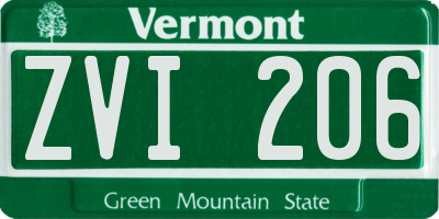 VT license plate ZVI206