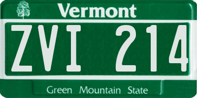 VT license plate ZVI214