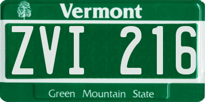 VT license plate ZVI216