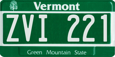 VT license plate ZVI221