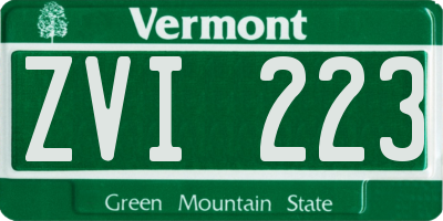 VT license plate ZVI223