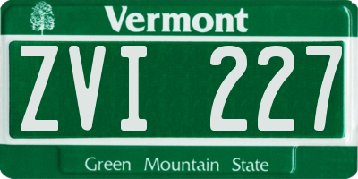 VT license plate ZVI227