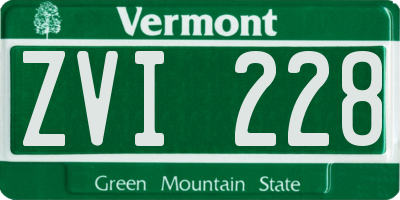VT license plate ZVI228