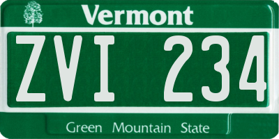 VT license plate ZVI234