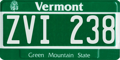 VT license plate ZVI238