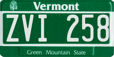 VT license plate ZVI258
