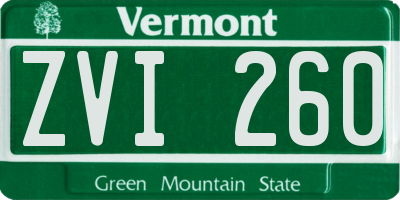 VT license plate ZVI260