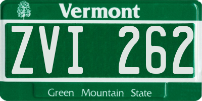 VT license plate ZVI262