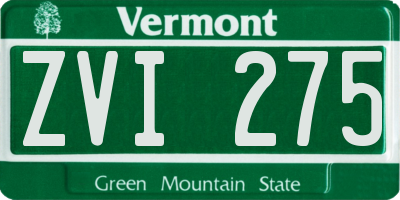 VT license plate ZVI275