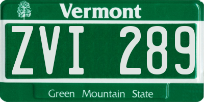 VT license plate ZVI289