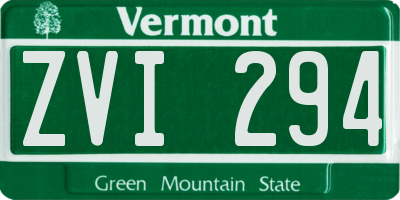 VT license plate ZVI294